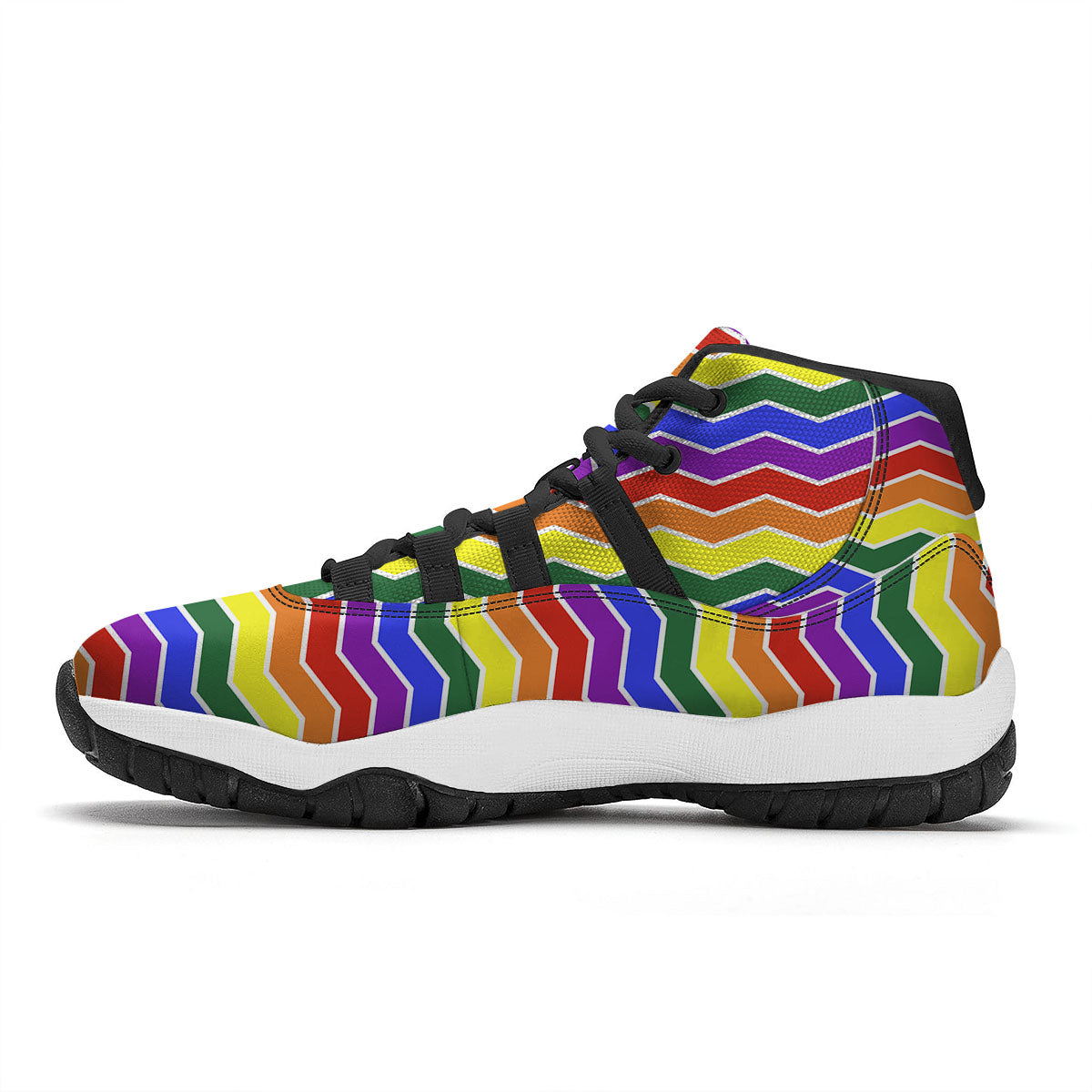 Rainbow Chevron LGBT Pride Print Pattern Black Bball Shoes-grizzshop