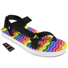 Rainbow Chevron LGBT Pride Print Pattern Black Open Toe Sandals-grizzshop