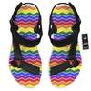 Rainbow Chevron LGBT Pride Print Pattern Black Open Toe Sandals-grizzshop