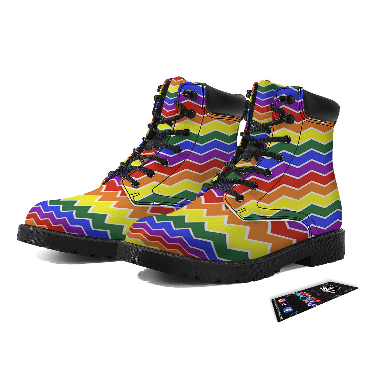 Rainbow Chevron LGBT Pride Print Pattern Boots-grizzshop