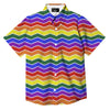 Rainbow Chevron LGBT Pride Print Pattern Button Up Shirt-grizzshop