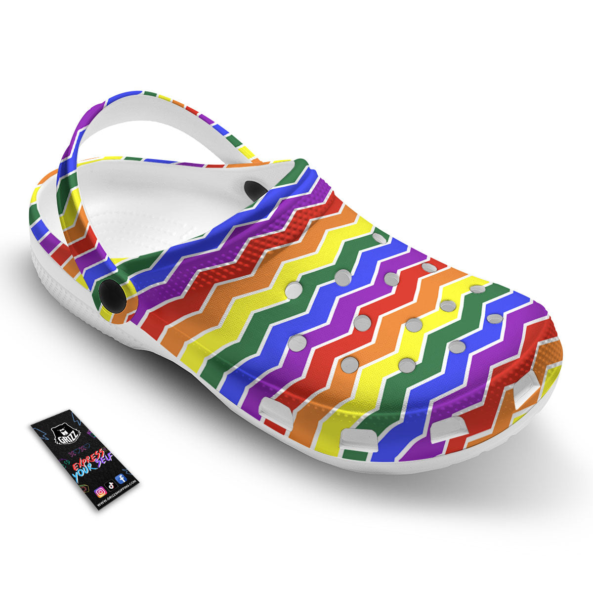 Rainbow Chevron LGBT Pride Print Pattern Clog-grizzshop