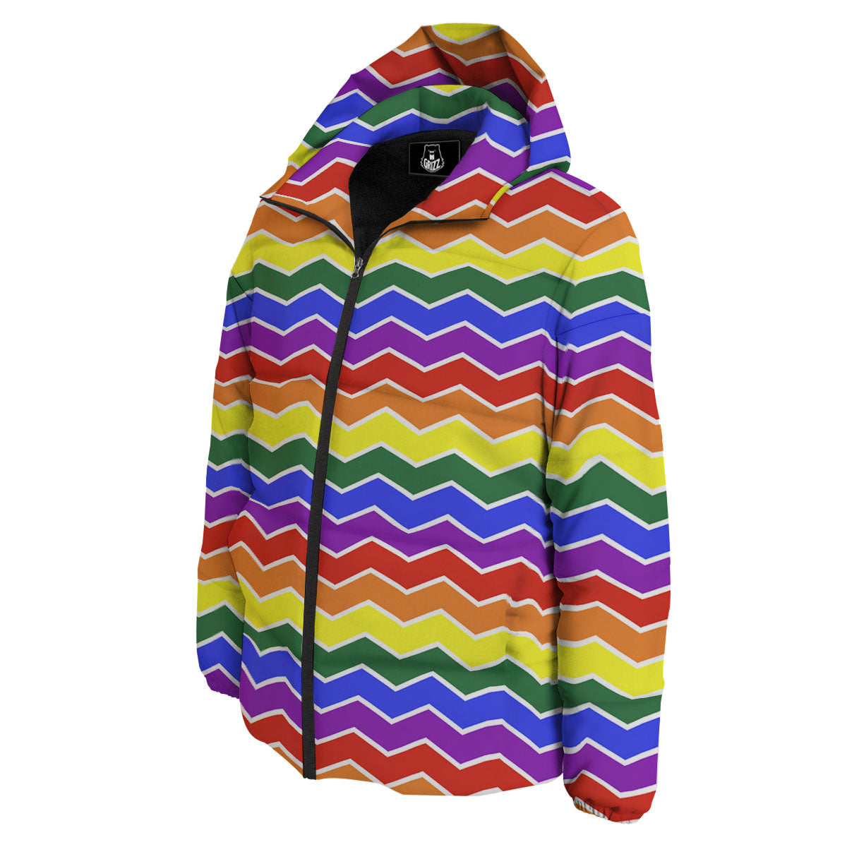 Rainbow Chevron LGBT Pride Print Pattern Down Jacket-grizzshop