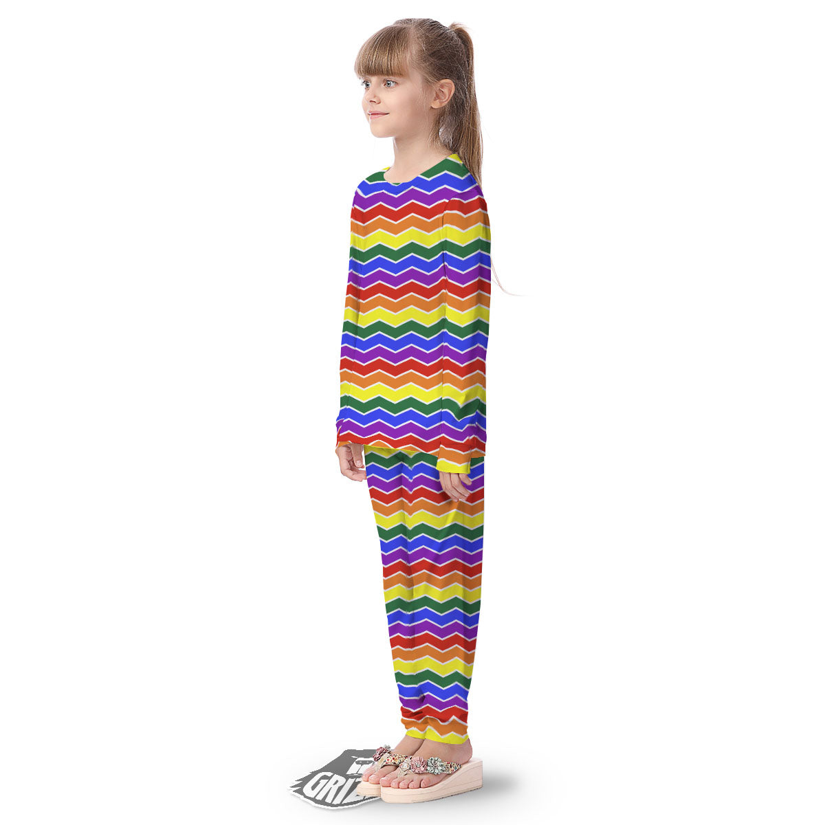 Rainbow Chevron LGBT Pride Print Pattern Kid's Pajamas-grizzshop