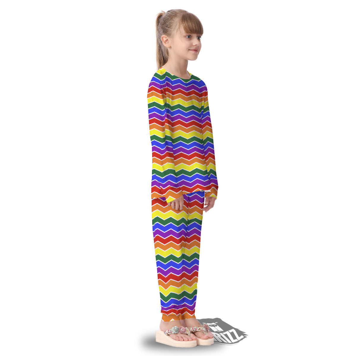 Rainbow Chevron LGBT Pride Print Pattern Kid's Pajamas-grizzshop
