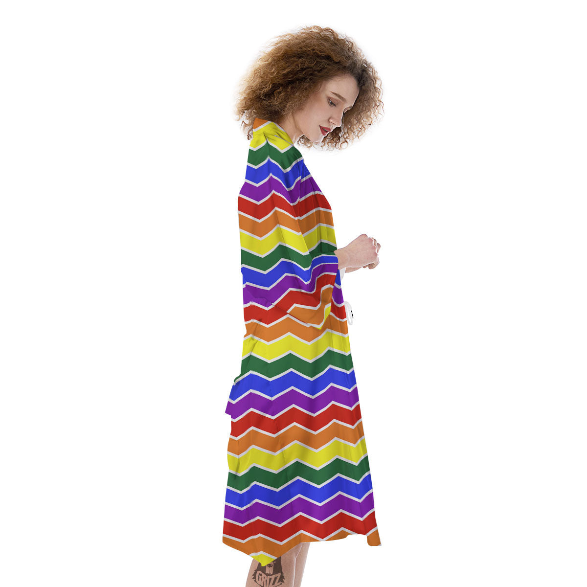 Rainbow Chevron LGBT Pride Print Pattern Kimono-grizzshop