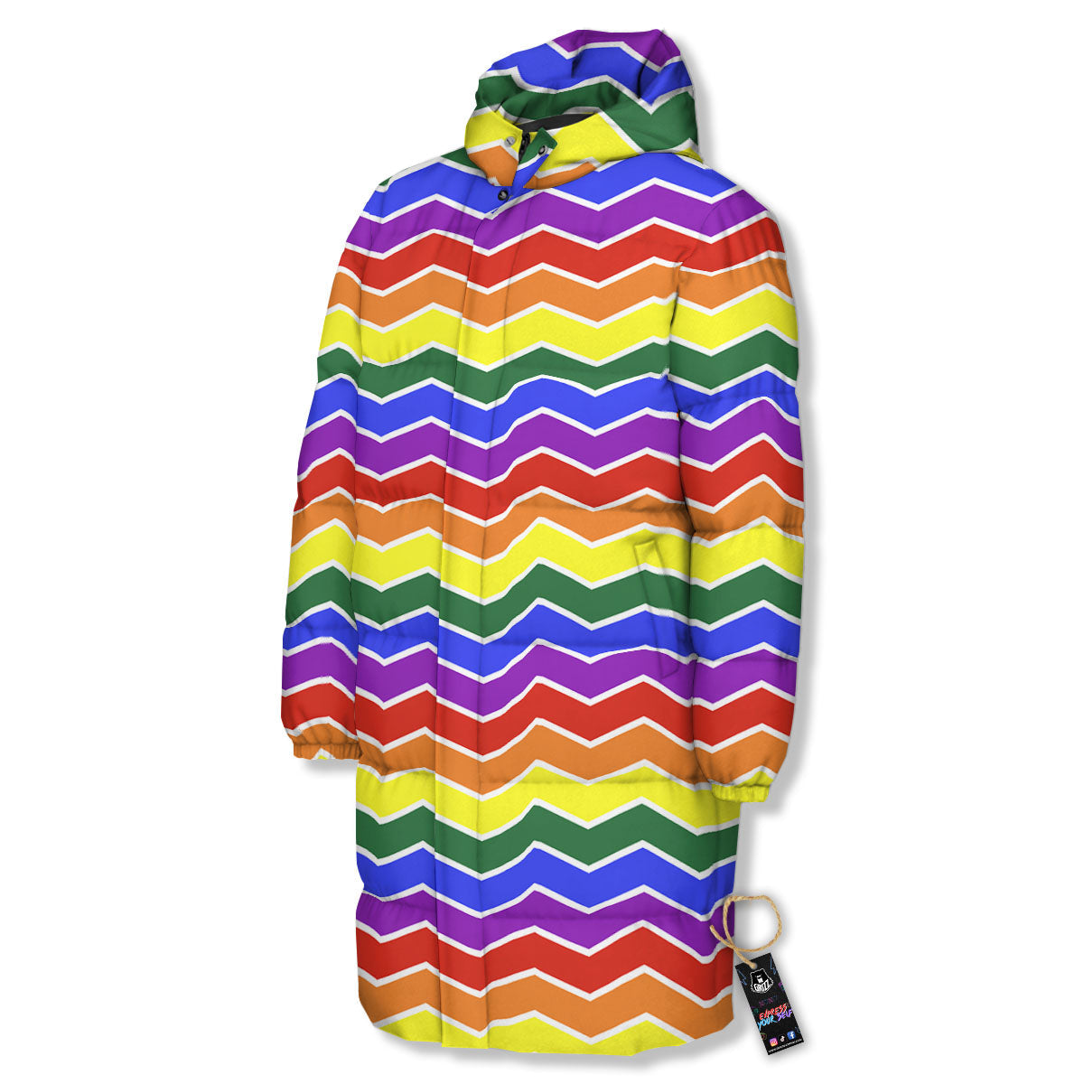 Rainbow Chevron LGBT Pride Print Pattern Long Down Jacket-grizzshop