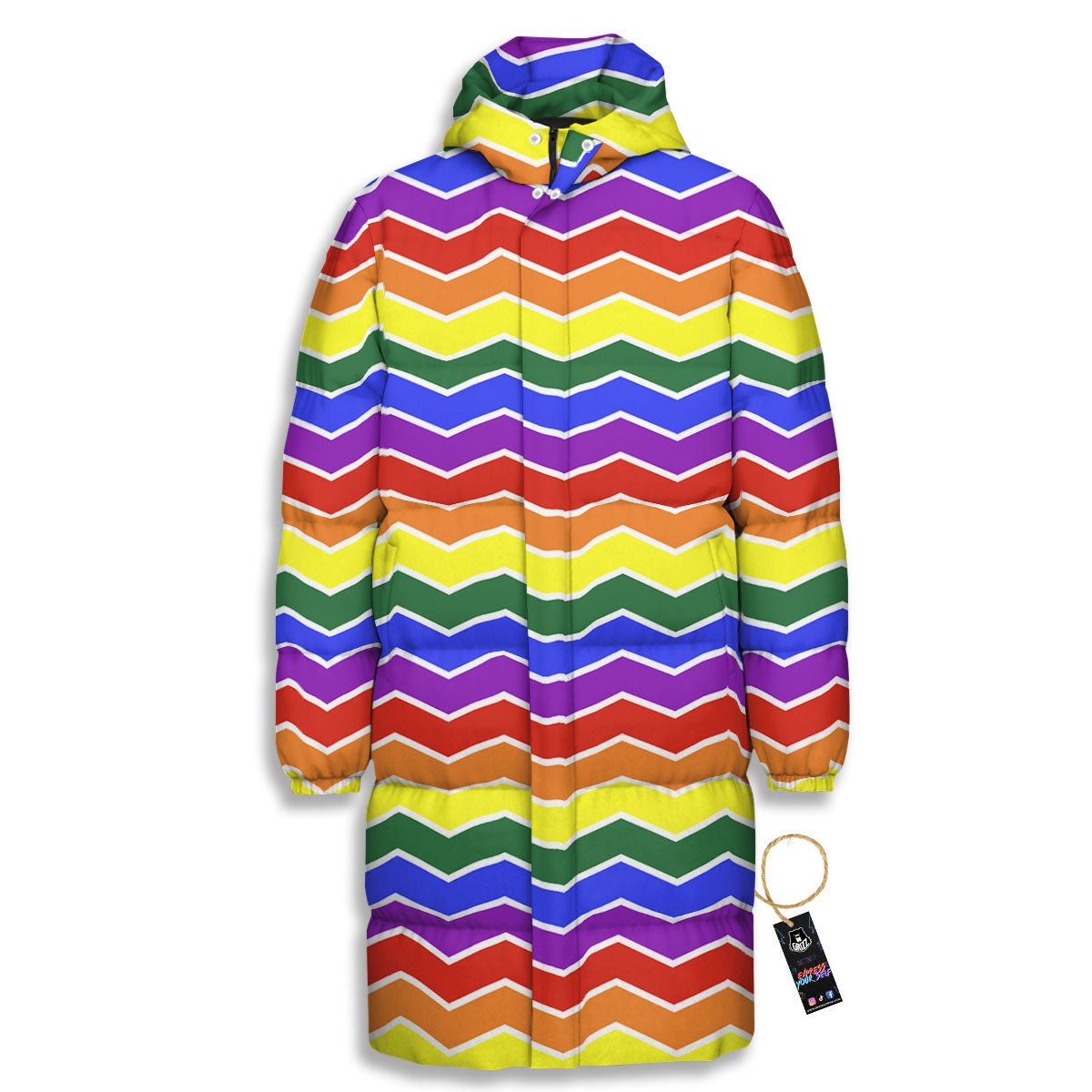 Rainbow Chevron LGBT Pride Print Pattern Long Down Jacket-grizzshop