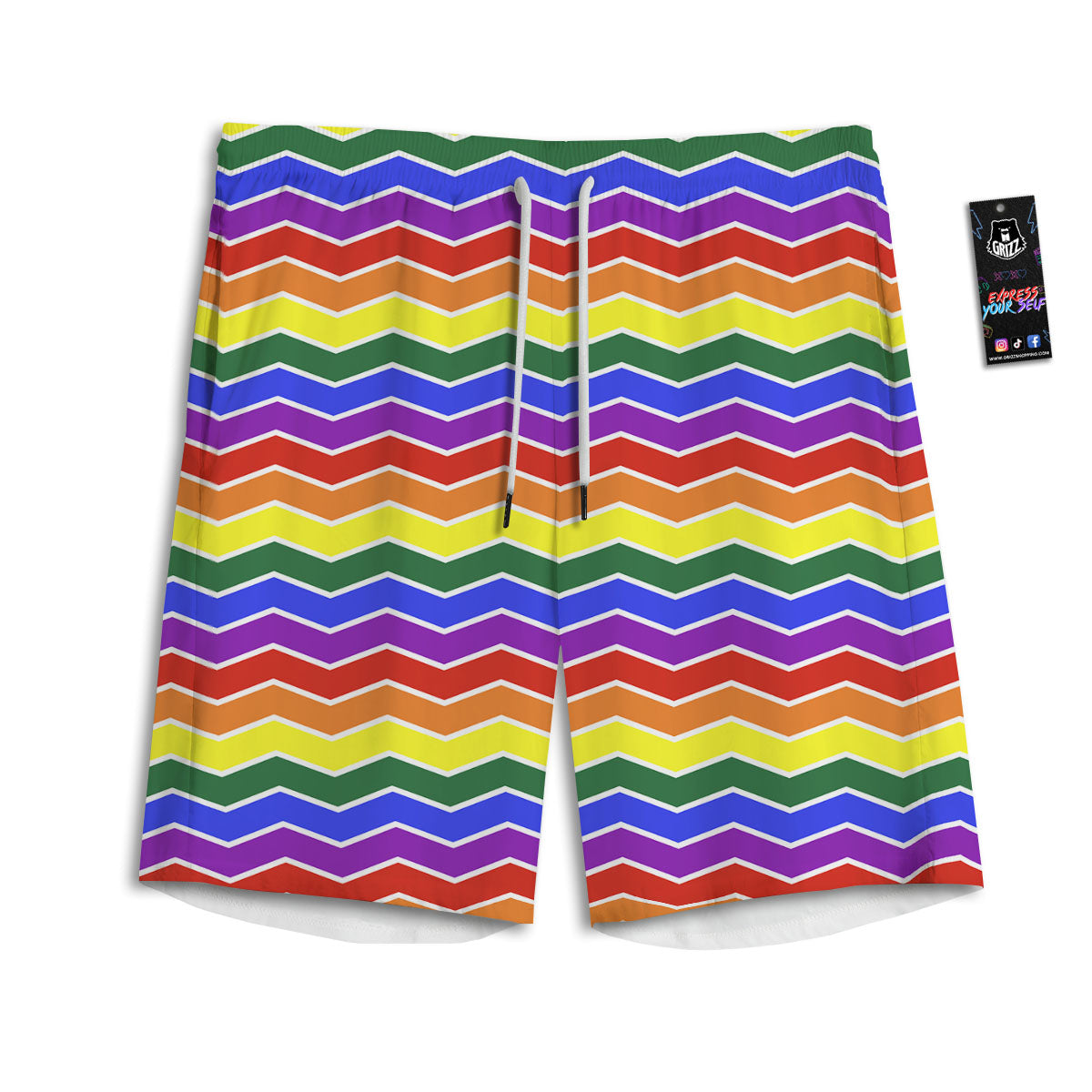 Rainbow Chevron LGBT Pride Print Pattern Men's Athletic Shorts