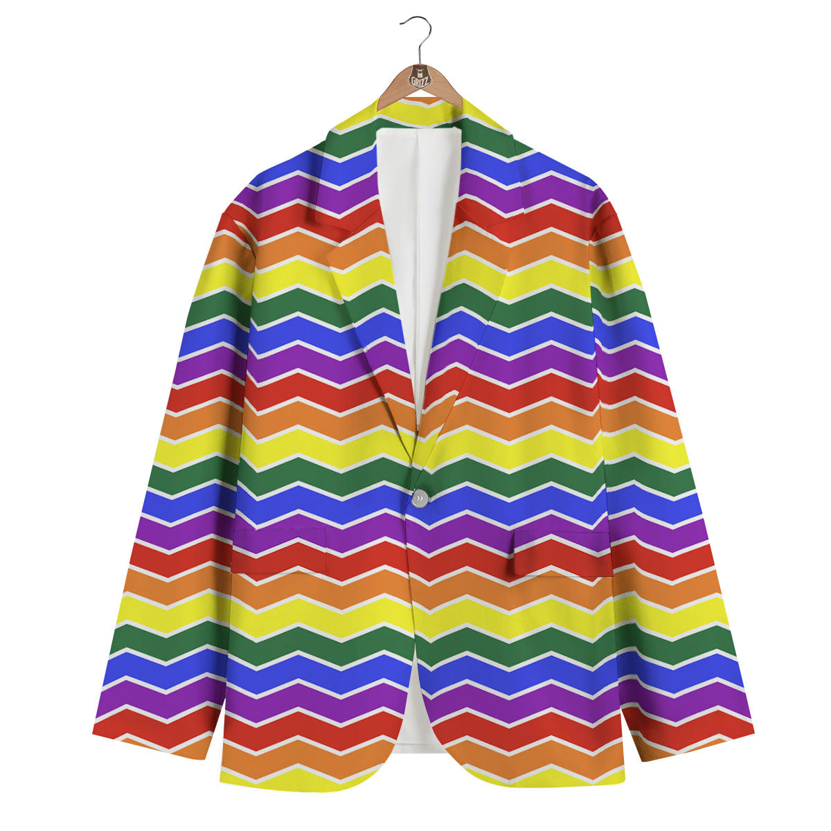 Rainbow Chevron LGBT Pride Print Pattern Men's Blazer-grizzshop