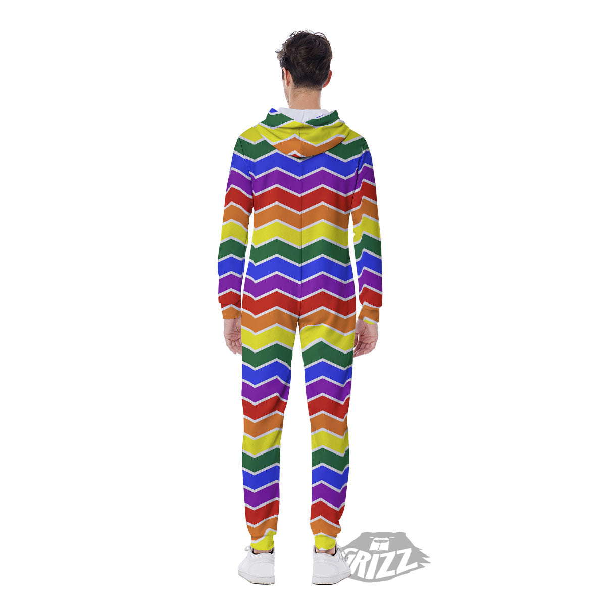 Rainbow Chevron LGBT Pride Print Pattern Men's Jumpsuit-grizzshop