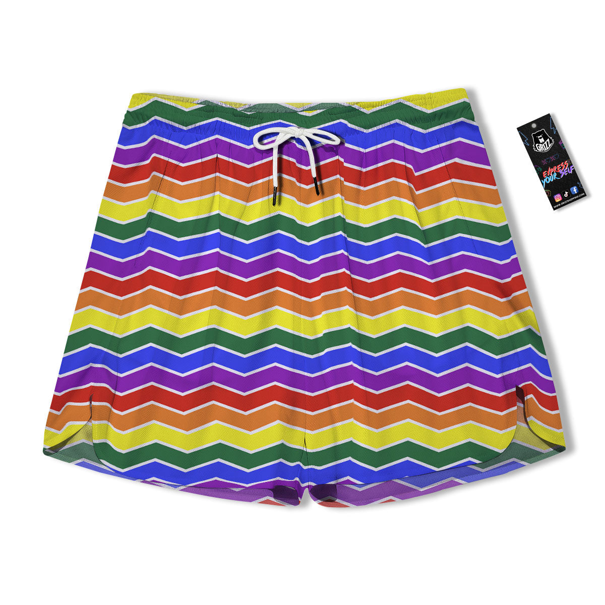 Rainbow Chevron LGBT Pride Print Pattern Men's Running Shorts-grizzshop