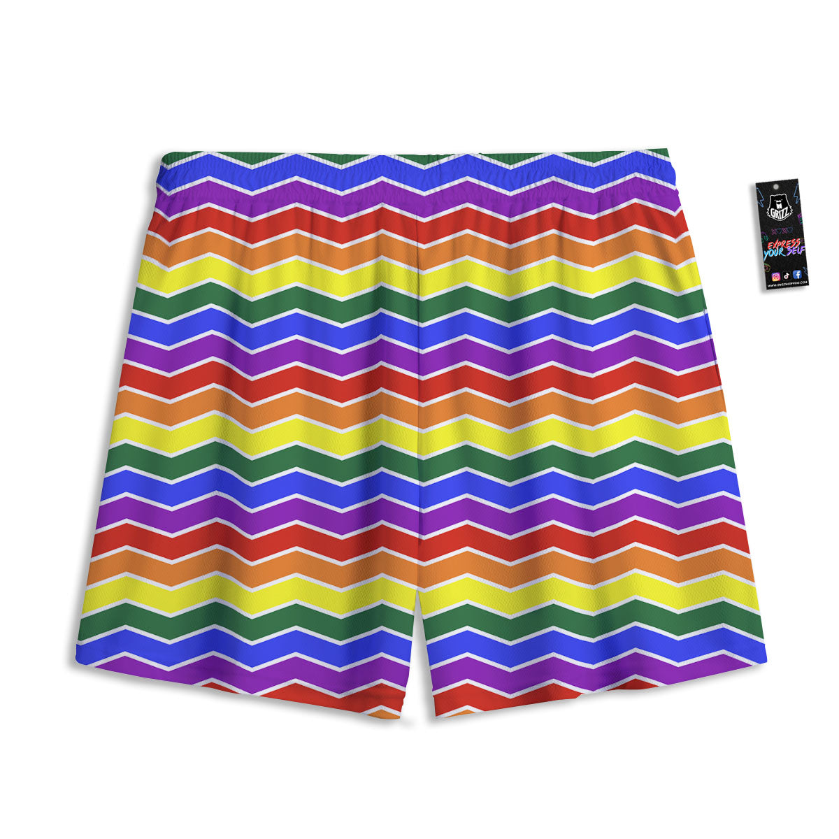 Rainbow Chevron LGBT Pride Print Pattern Mesh Shorts