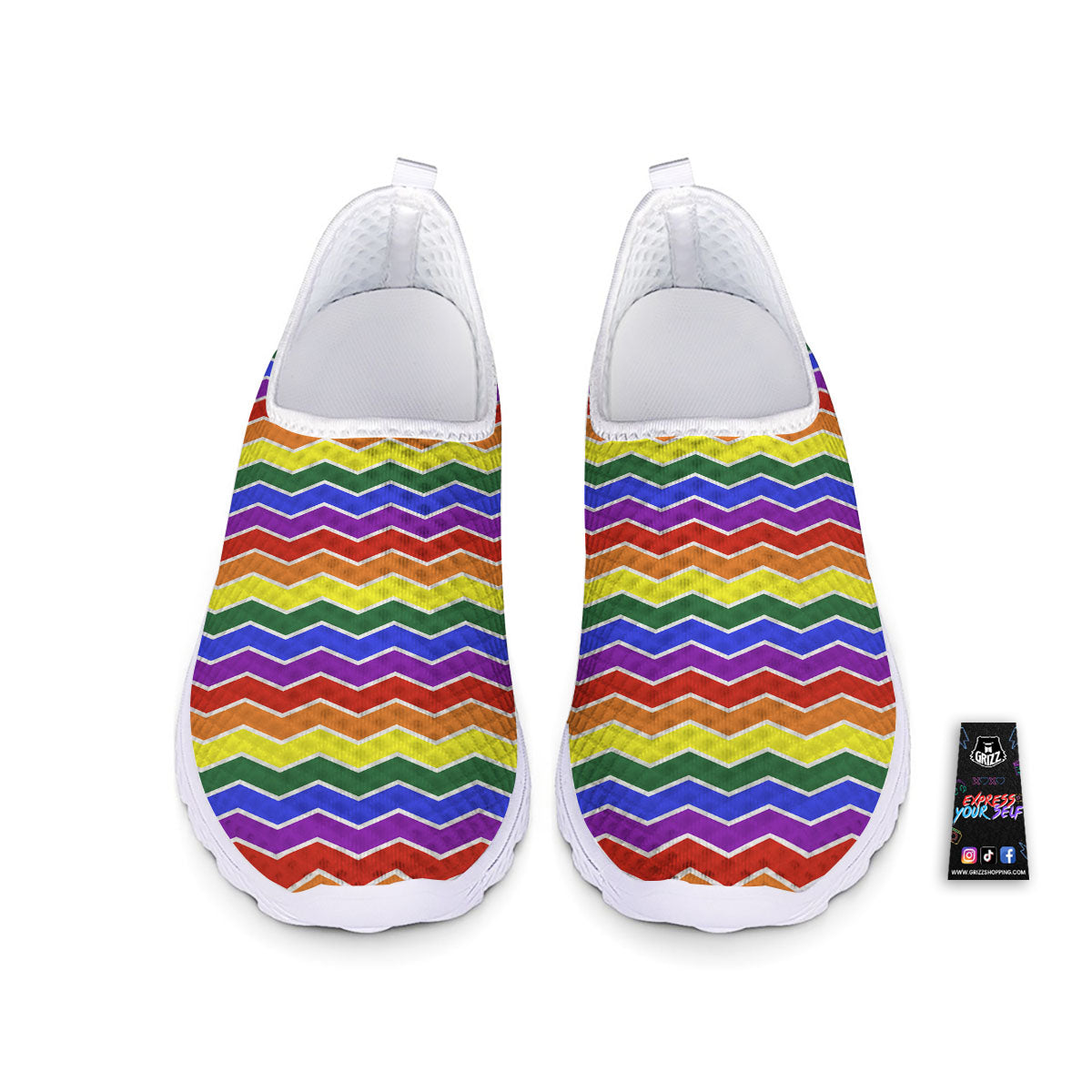 Rainbow Chevron LGBT Pride Print Pattern Nurse Shoes-grizzshop