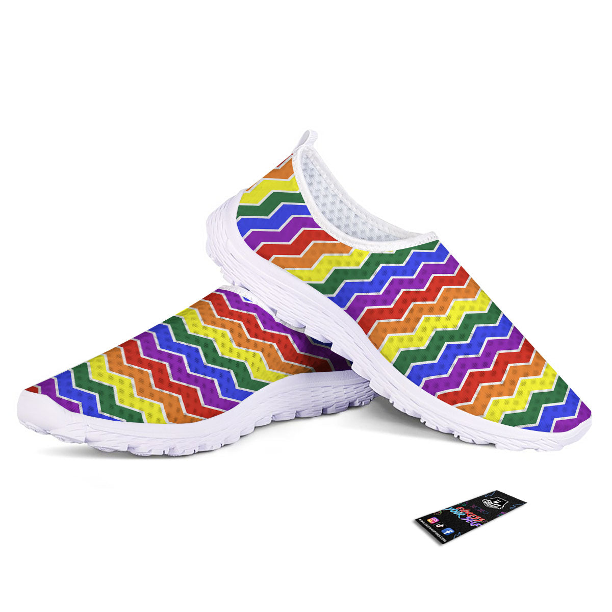 Rainbow Chevron LGBT Pride Print Pattern Nurse Shoes-grizzshop