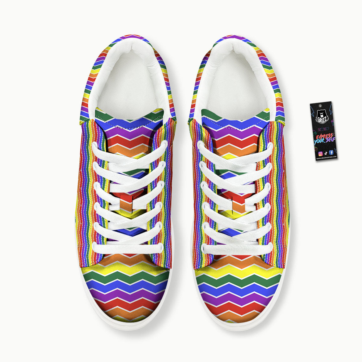 Rainbow Chevron LGBT Pride Print Pattern Platform Shoes-grizzshop