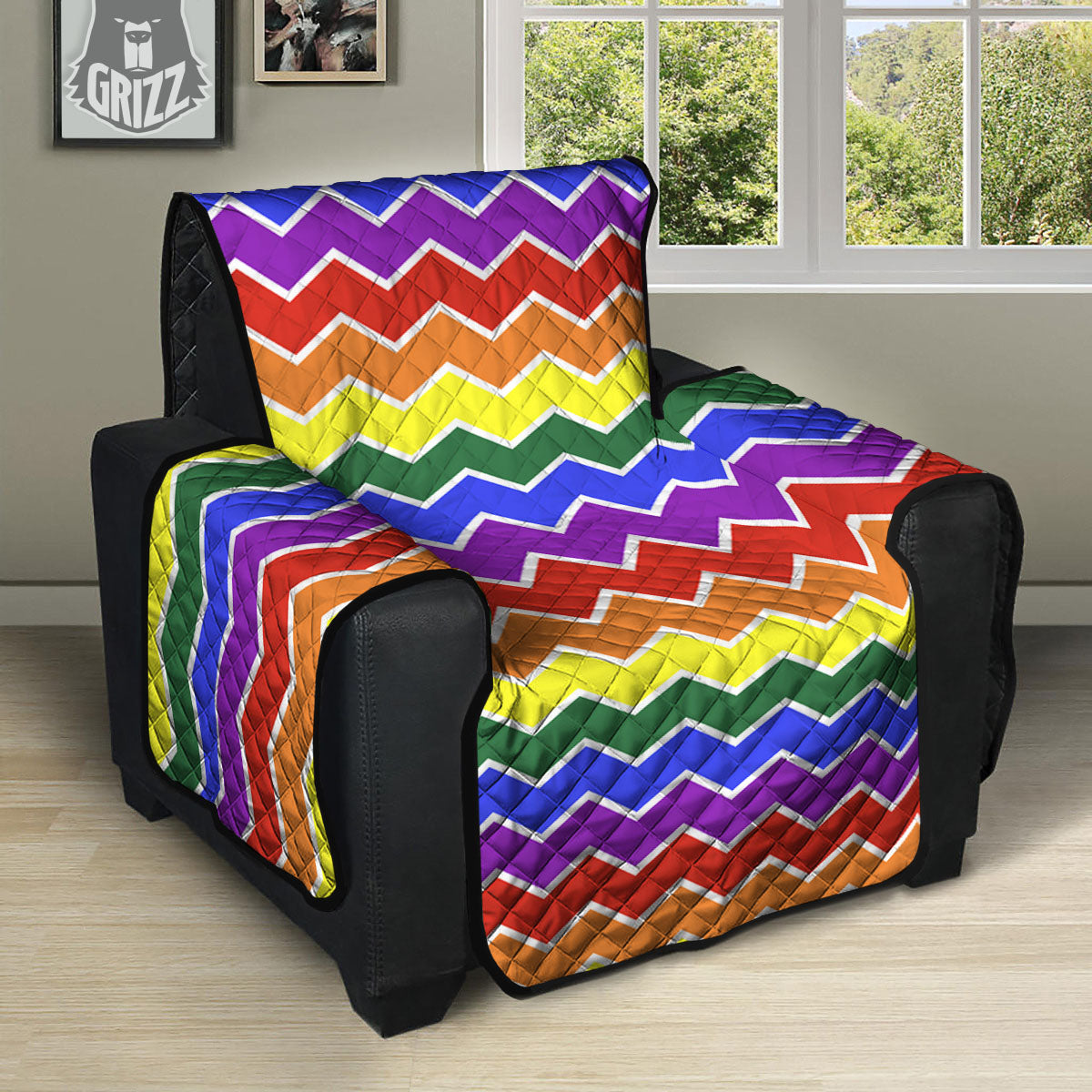 Rainbow Chevron LGBT Pride Print Pattern Recliner Protector-grizzshop