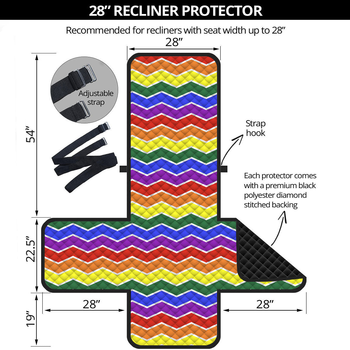 Rainbow Chevron LGBT Pride Print Pattern Recliner Protector-grizzshop