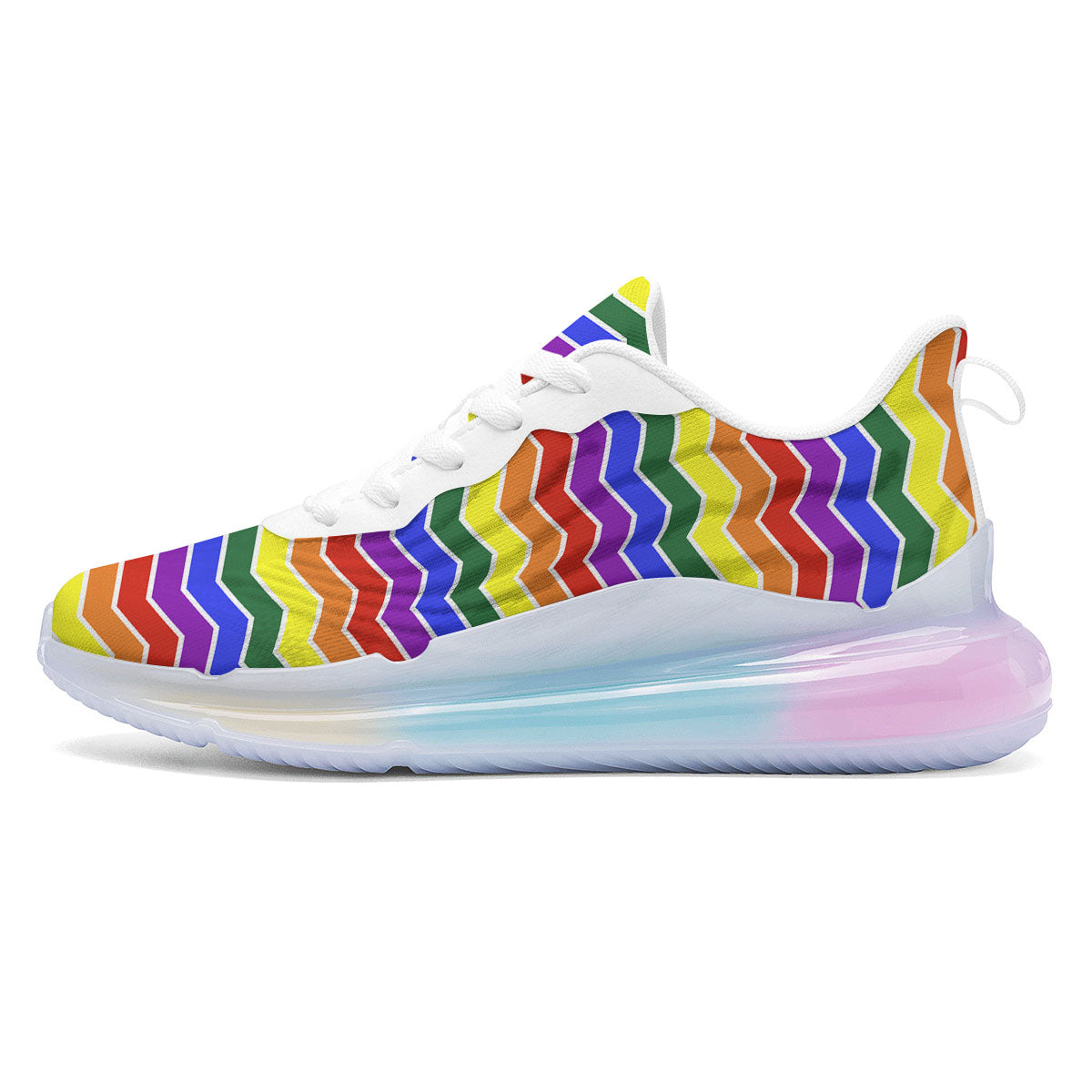 Rainbow Chevron LGBT Pride Print Pattern Running Sneakers-grizzshop