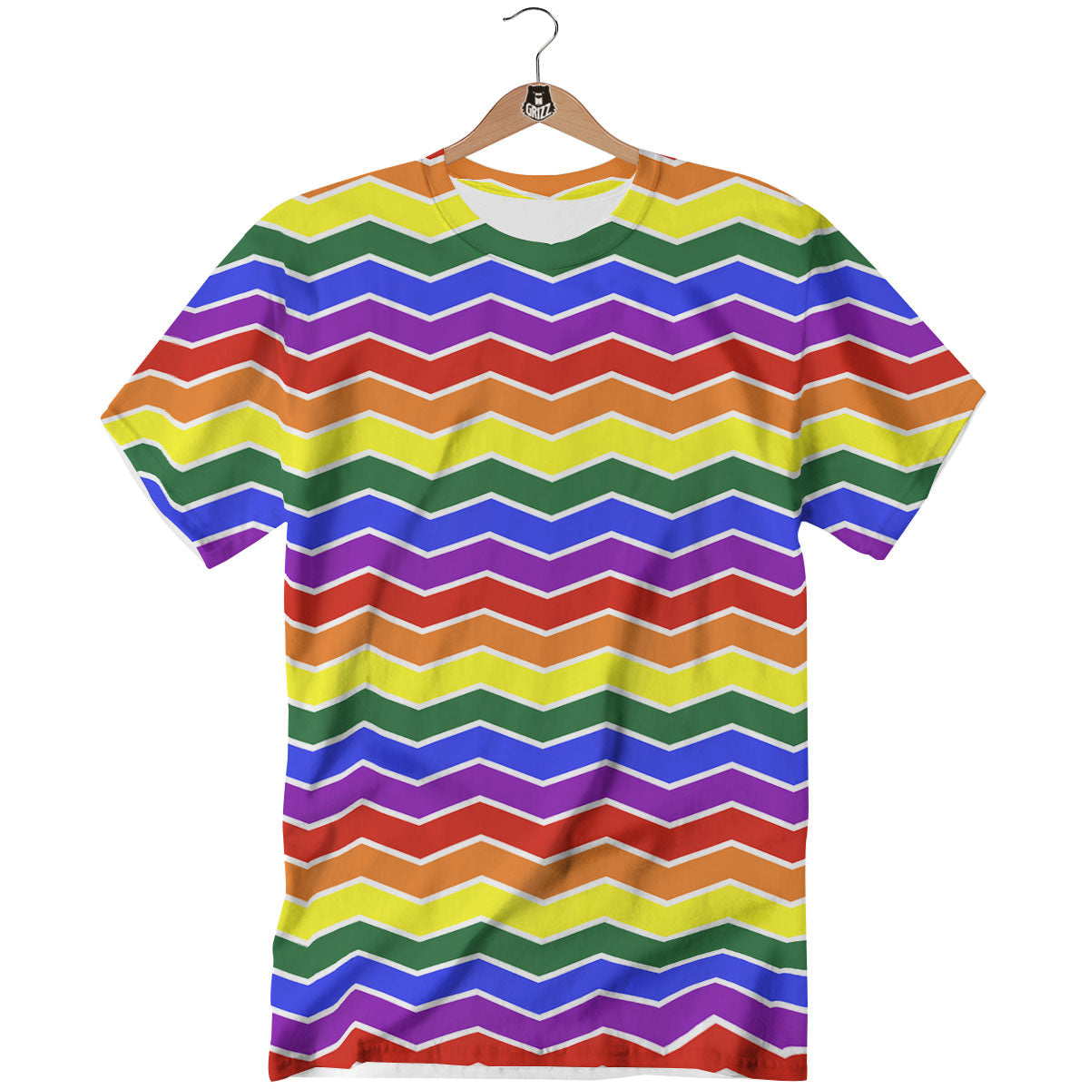 Rainbow Chevron LGBT Pride Print Pattern T-Shirt-grizzshop