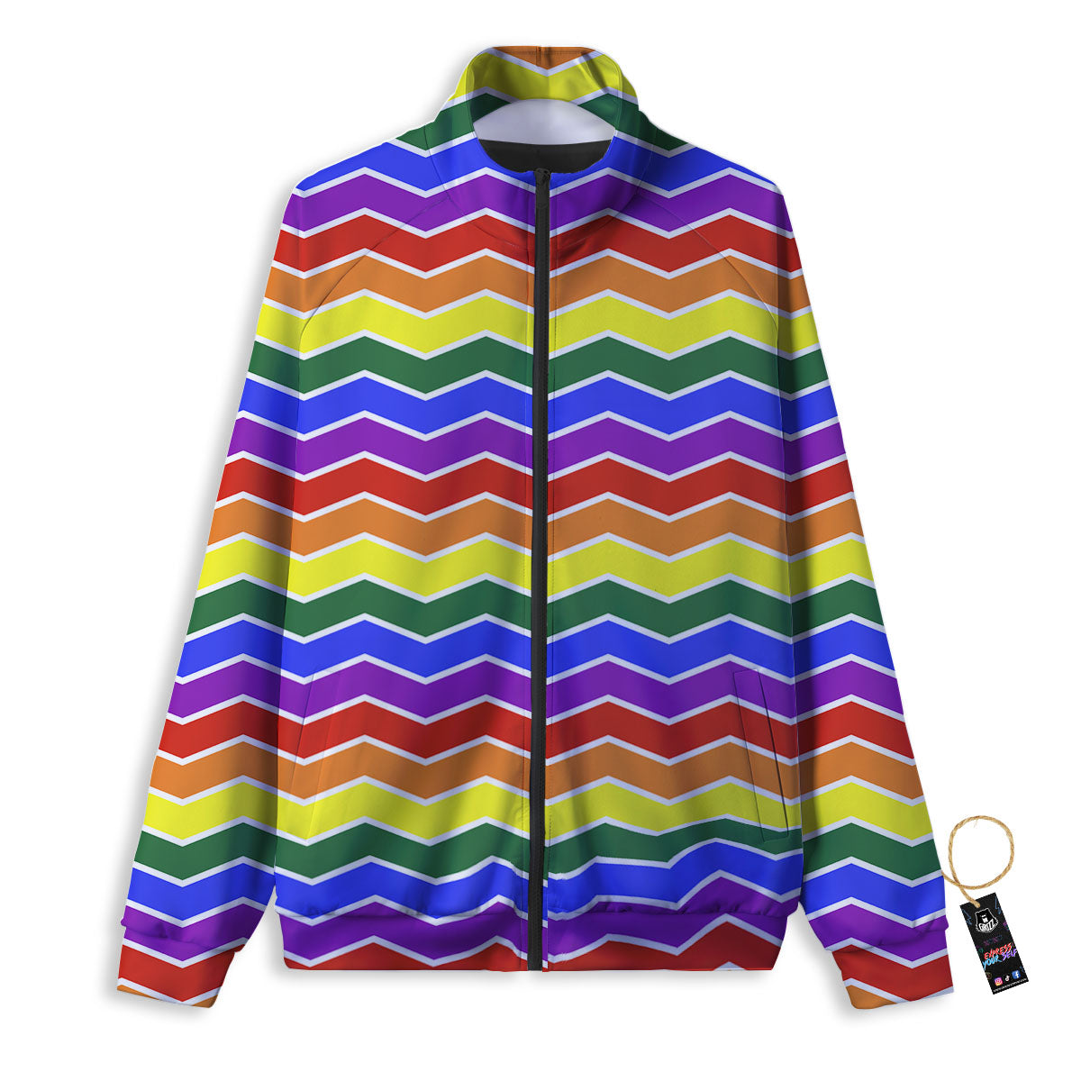 Rainbow Chevron LGBT Pride Print Pattern Track Jacket-grizzshop