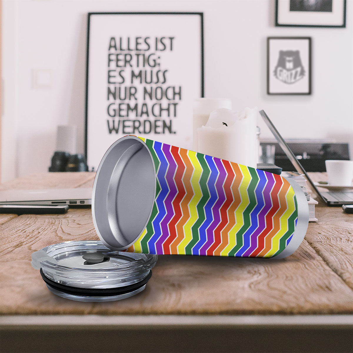 Rainbow Chevron LGBT Pride Print Pattern Tumbler-grizzshop