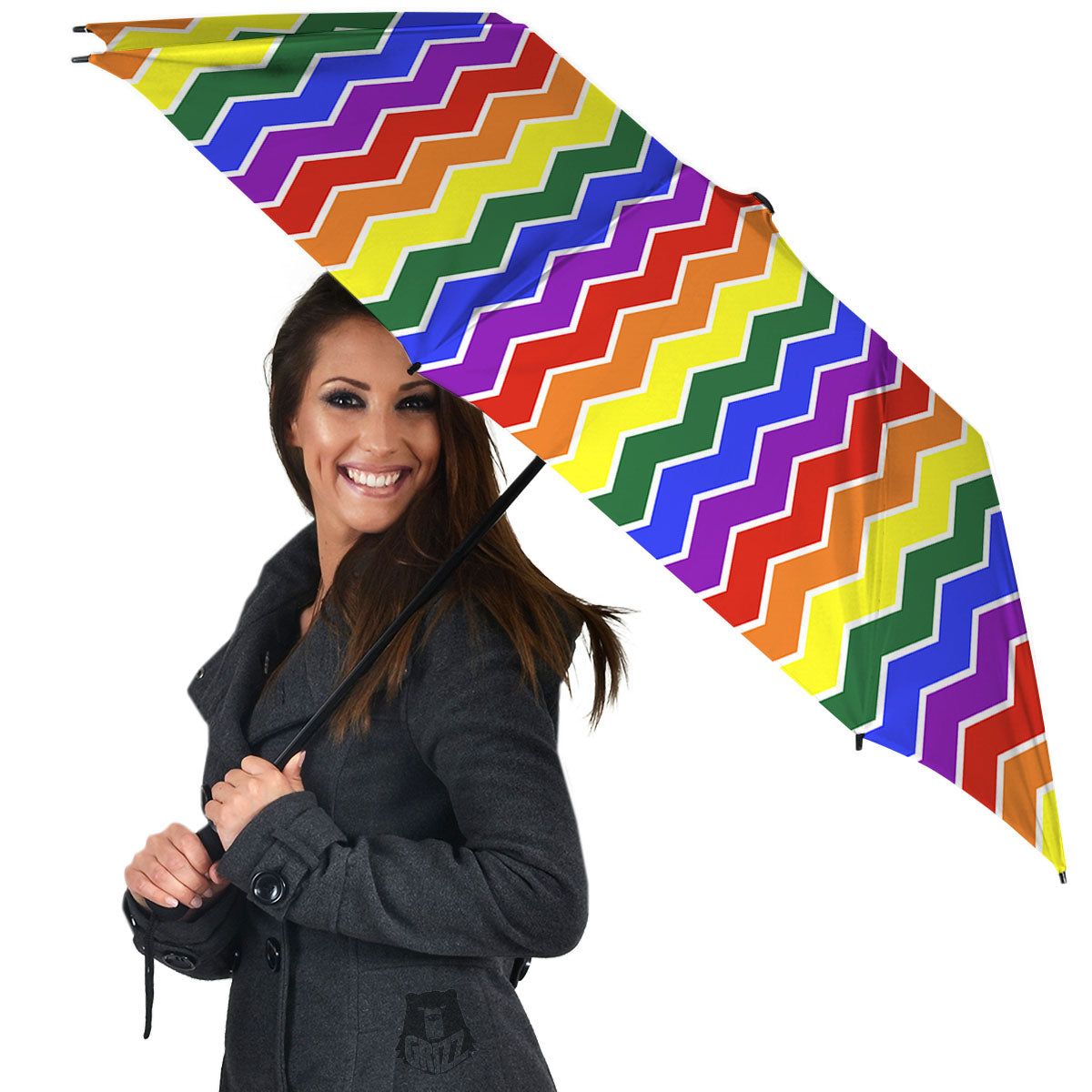 Rainbow Chevron LGBT Pride Print Pattern Umbrella-grizzshop