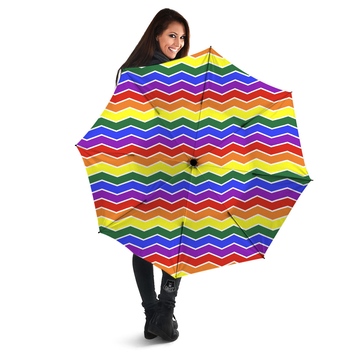 Rainbow Chevron LGBT Pride Print Pattern Umbrella-grizzshop