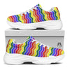 Rainbow Chevron LGBT Pride Print Pattern White Chunky Shoes-grizzshop