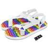 Rainbow Chevron LGBT Pride Print Pattern White Open Toe Sandals-grizzshop