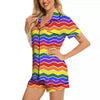 Rainbow Chevron LGBT Pride Print Pattern Women Silk Pajamas-grizzshop