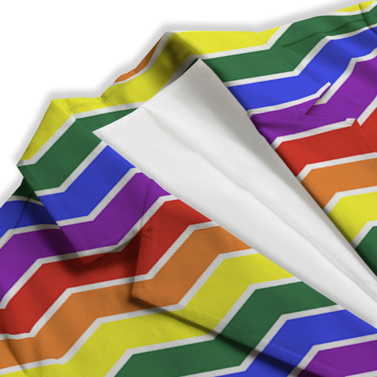 Rainbow Chevron LGBT Pride Print Pattern Women's Blazer-grizzshop