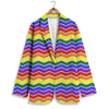 Rainbow Chevron LGBT Pride Print Pattern Women's Blazer-grizzshop