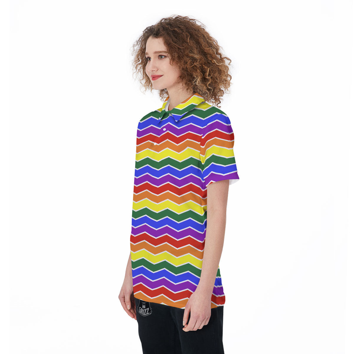 Rainbow Chevron LGBT Pride Print Pattern Women's Golf Shirts-grizzshop