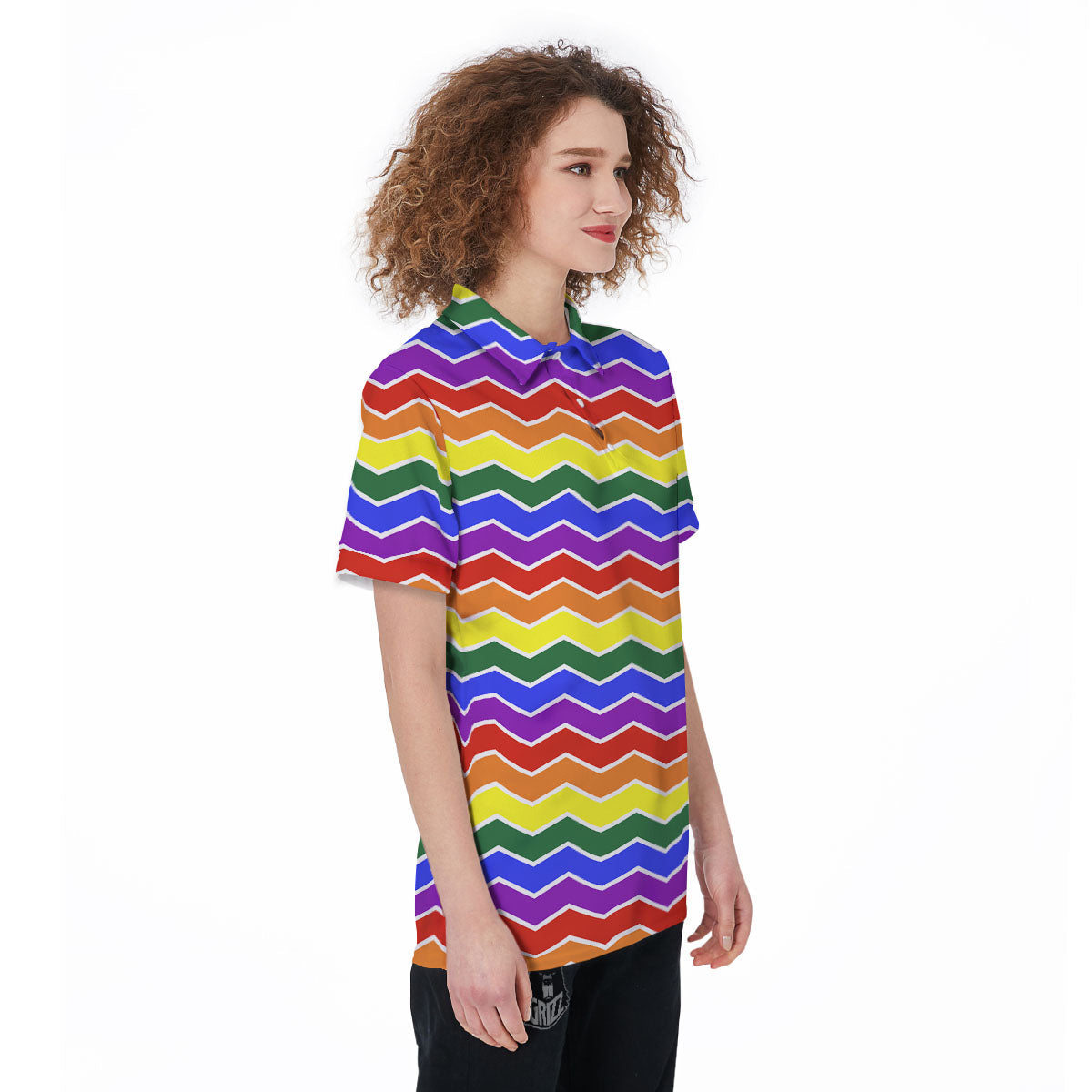 Rainbow Chevron LGBT Pride Print Pattern Women's Golf Shirts-grizzshop