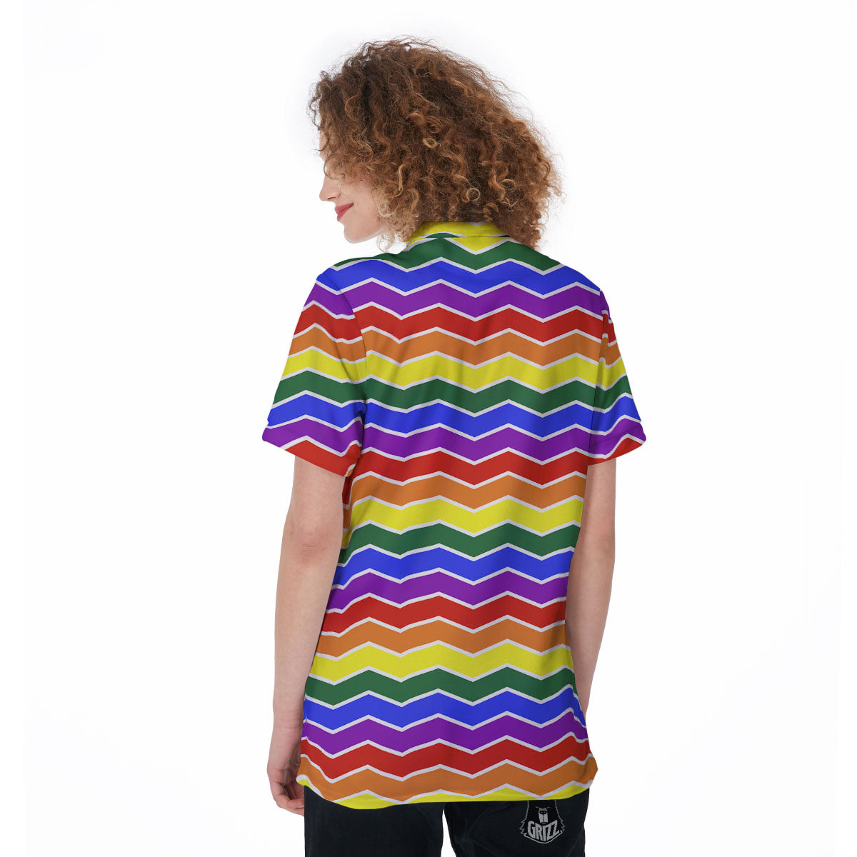 Rainbow Chevron LGBT Pride Print Pattern Women's Golf Shirts-grizzshop