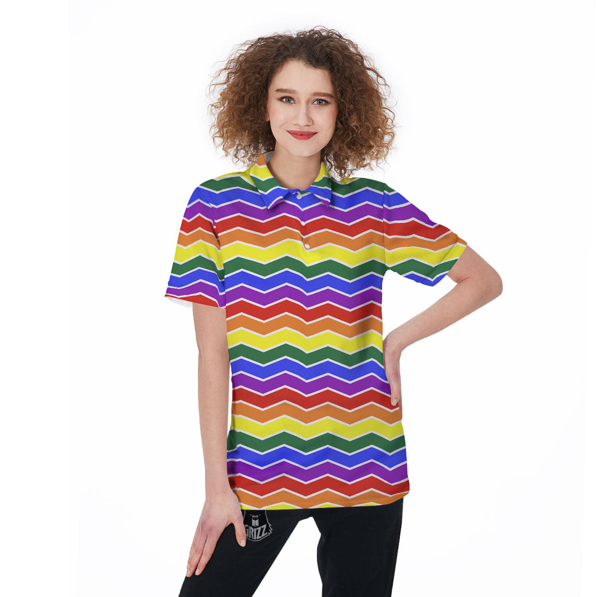 Rainbow Chevron LGBT Pride Print Pattern Women's Golf Shirts-grizzshop