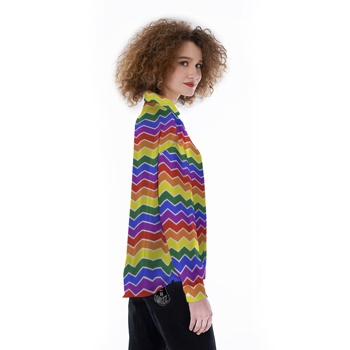 Rainbow Chevron LGBT Pride Print Pattern Women's Long Sleeve Shirts-grizzshop