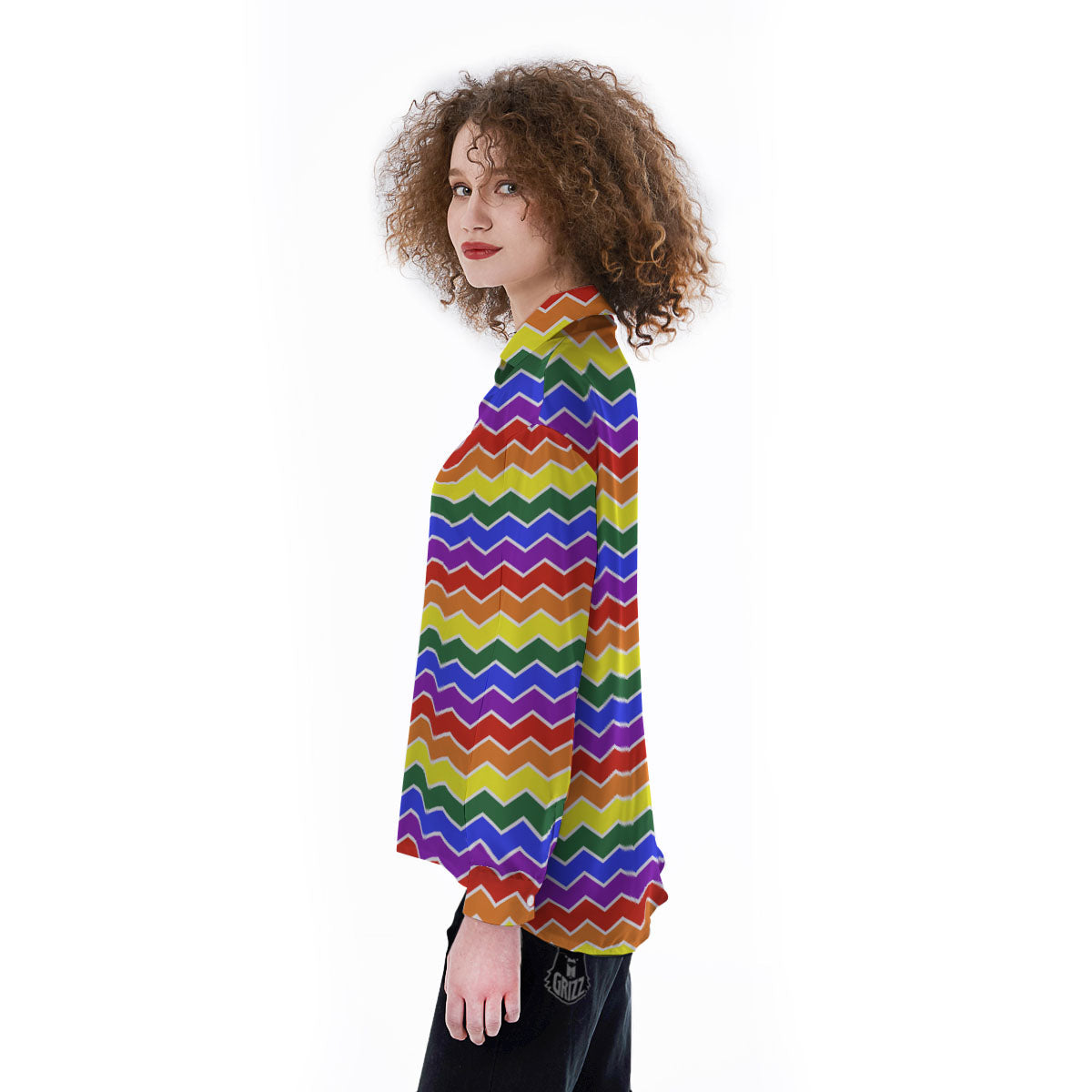 Rainbow Chevron LGBT Pride Print Pattern Women's Long Sleeve Shirts-grizzshop