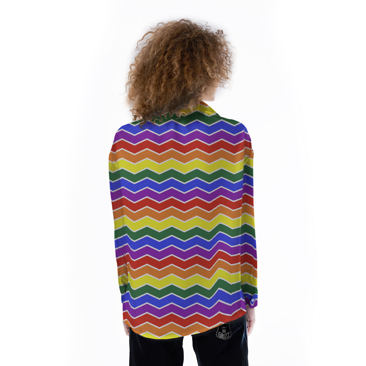 Rainbow Chevron LGBT Pride Print Pattern Women's Long Sleeve Shirts-grizzshop