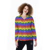 Rainbow Chevron LGBT Pride Print Pattern Women's Long Sleeve Shirts-grizzshop