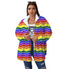 Rainbow Chevron LGBT Pride Print Pattern Women's Sherpa Jacket-grizzshop