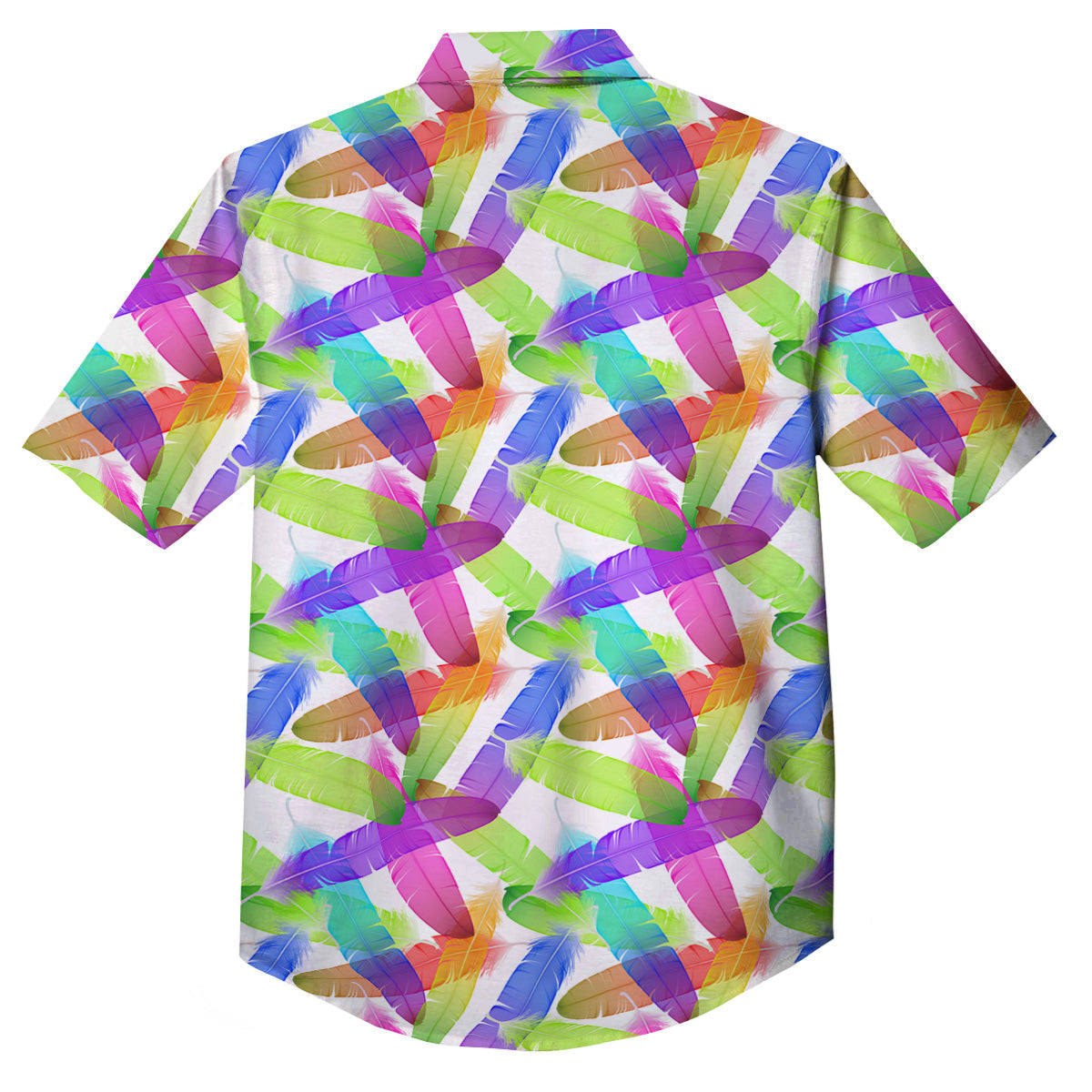 Rainbow Color Feather Print Pattern Button Up Shirt-grizzshop