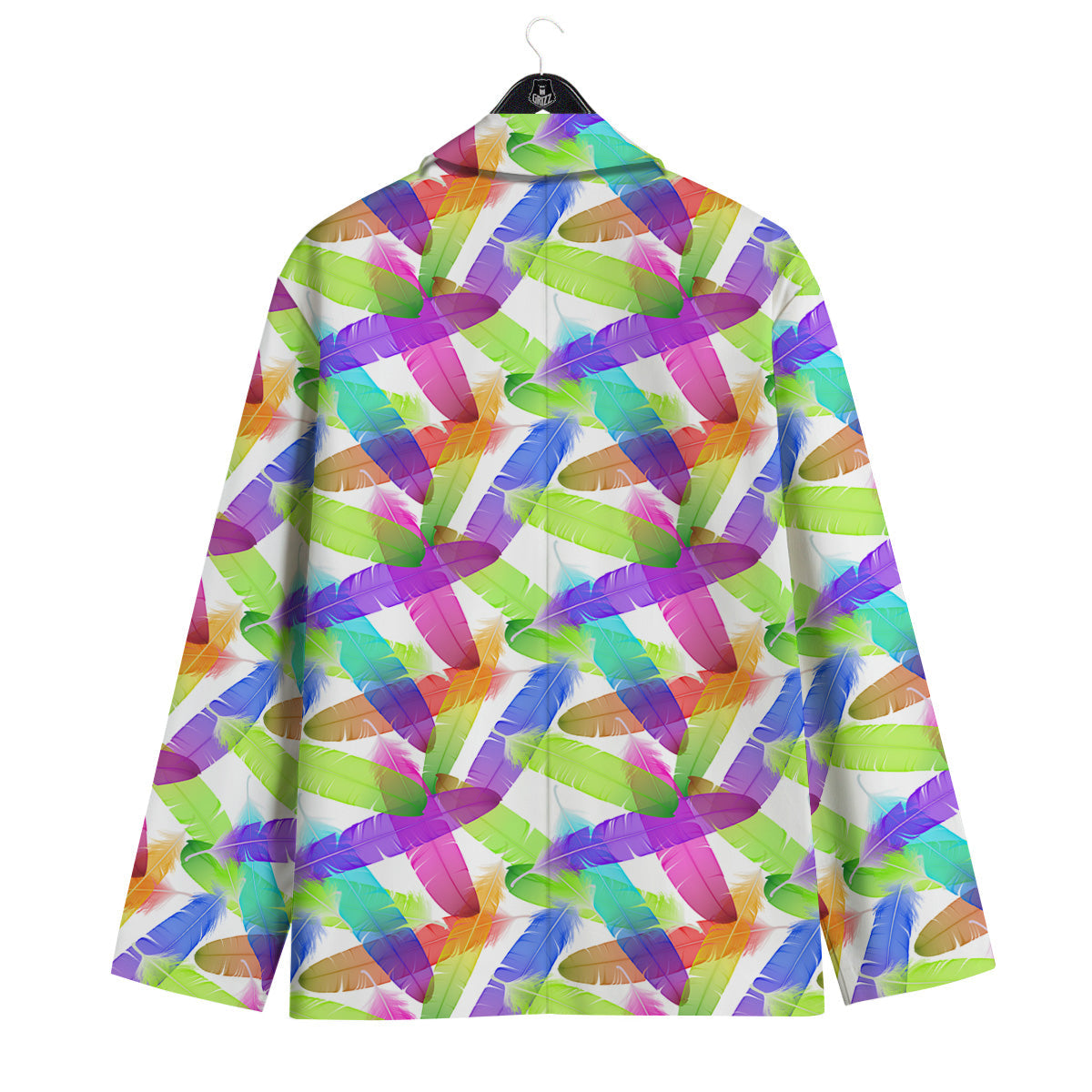 Rainbow Color Feather Print Pattern Men's Sport Coat-grizzshop