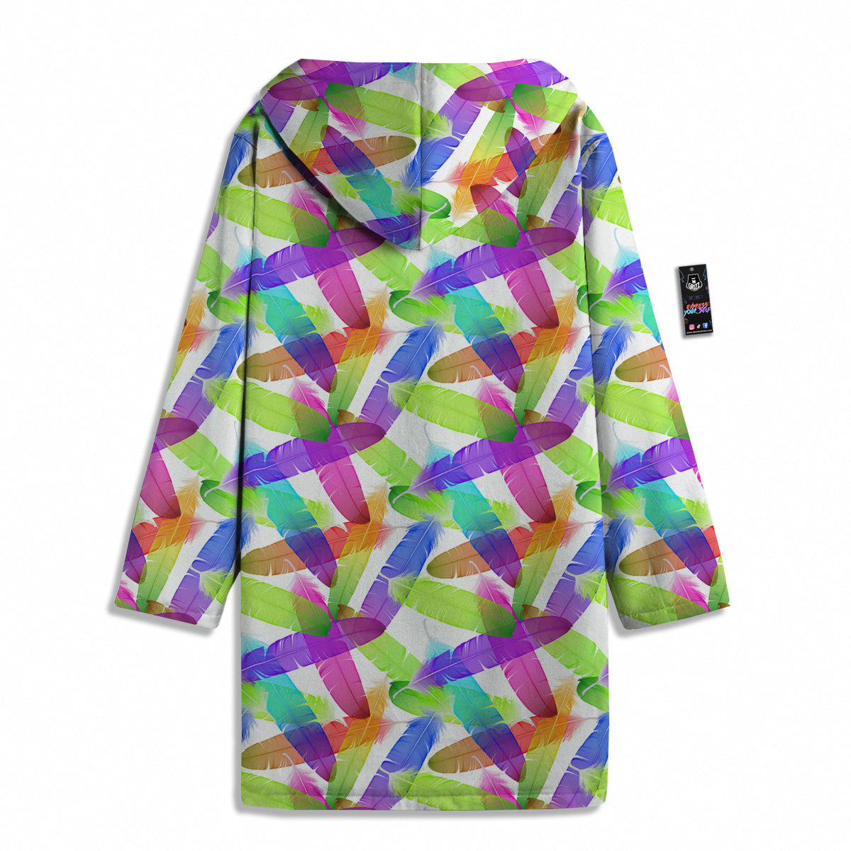 Rainbow Color Feather Print Pattern Men's Windbreaker Jacket-grizzshop