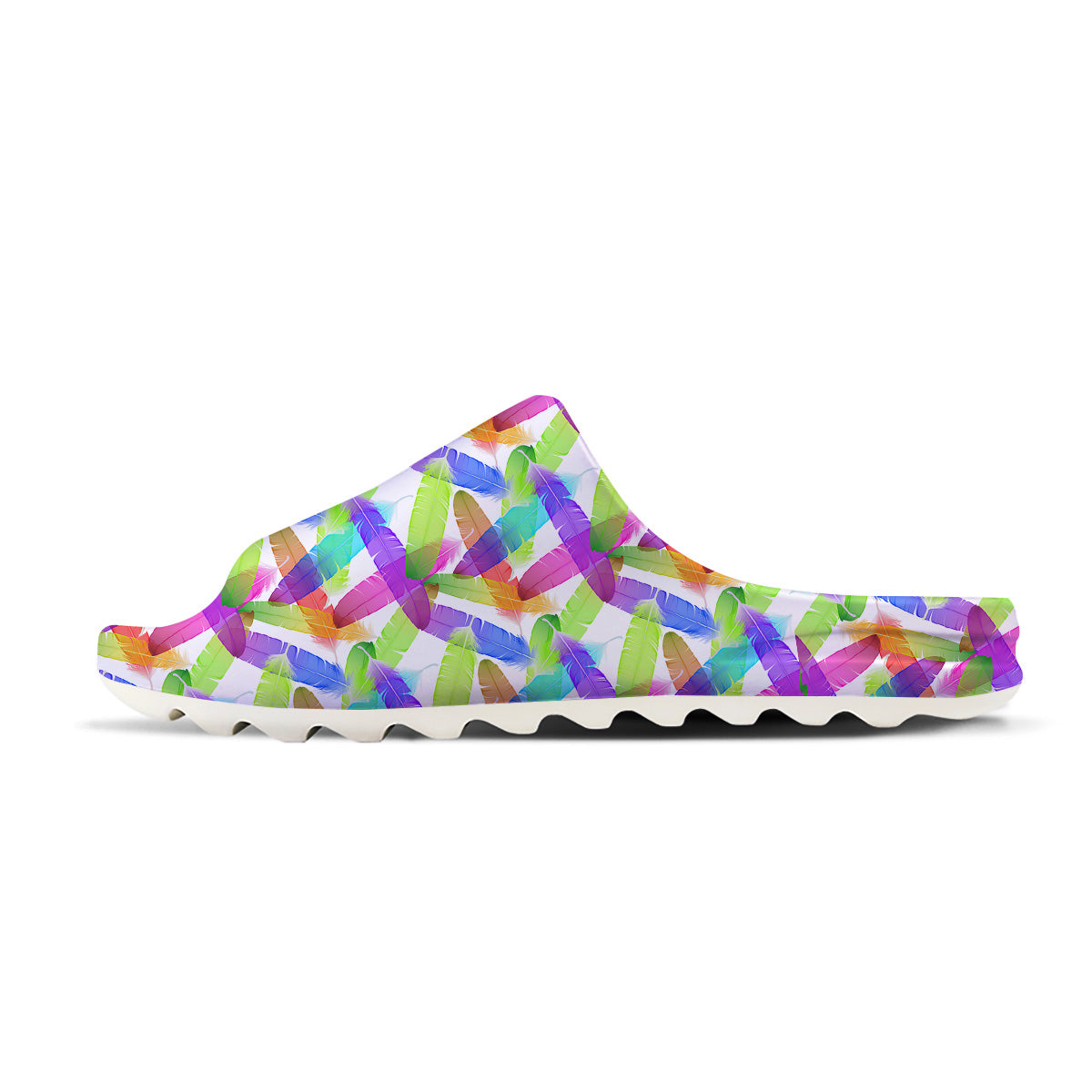Rainbow Color Feather Print Pattern Sandals-grizzshop