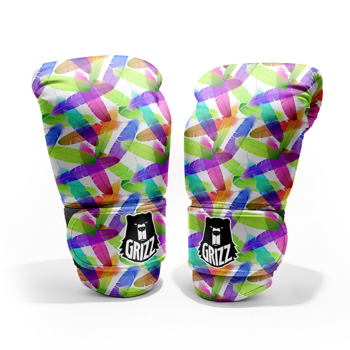 Rainbow Color Feather Print Pattern Pro Boxing Glove