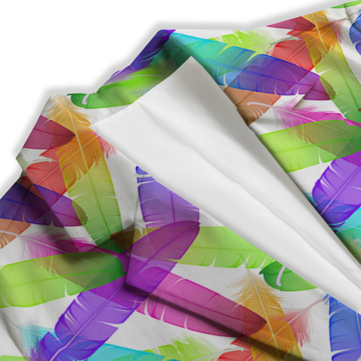 Rainbow Color Feather Print Pattern Women's Blazer-grizzshop