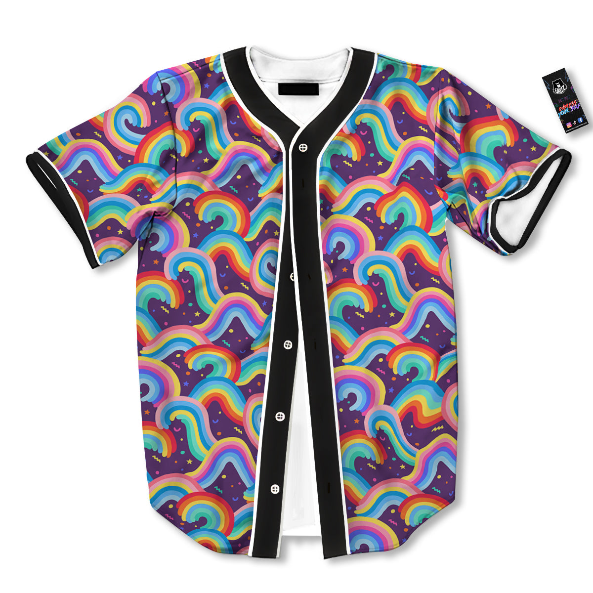 Rainbow Colorful Cute Print Pattern Baseball Jersey-grizzshop