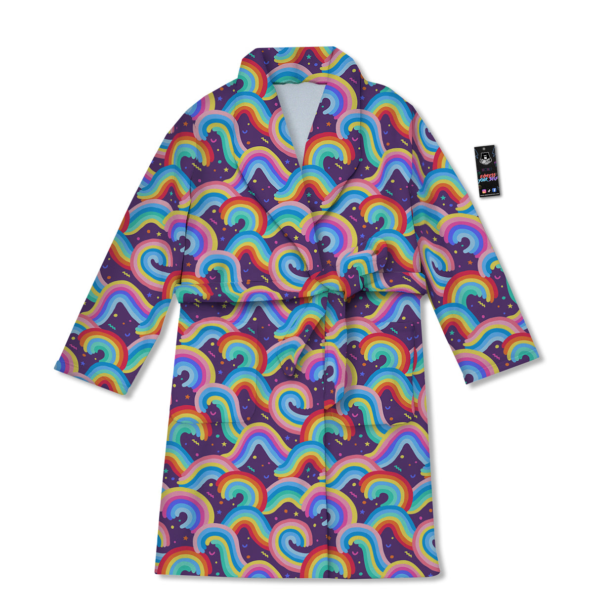 Rainbow Colorful Cute Print Pattern Bathrobe-grizzshop